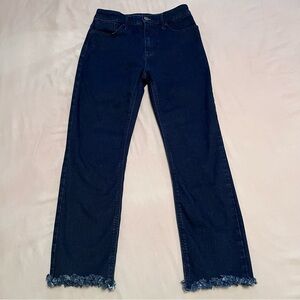 R Jeans Woman’s Curvy Fit Super High Rise Straight Jeans with Frayed Hem